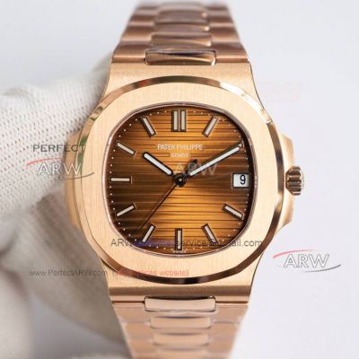 AAA Replica PPF Factory Patek Philippe Nautilus Swiss 26-330 Movement Rose Gold Case 